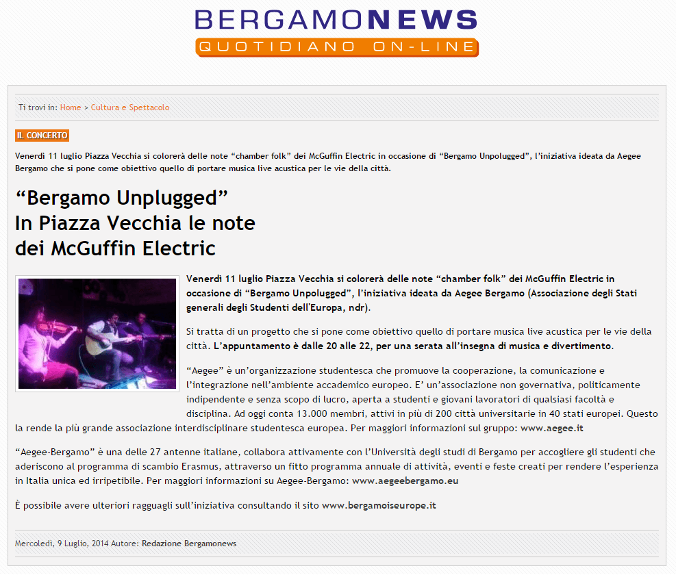 2014-07-09 - Bergamonews - Bergamo Unplugged